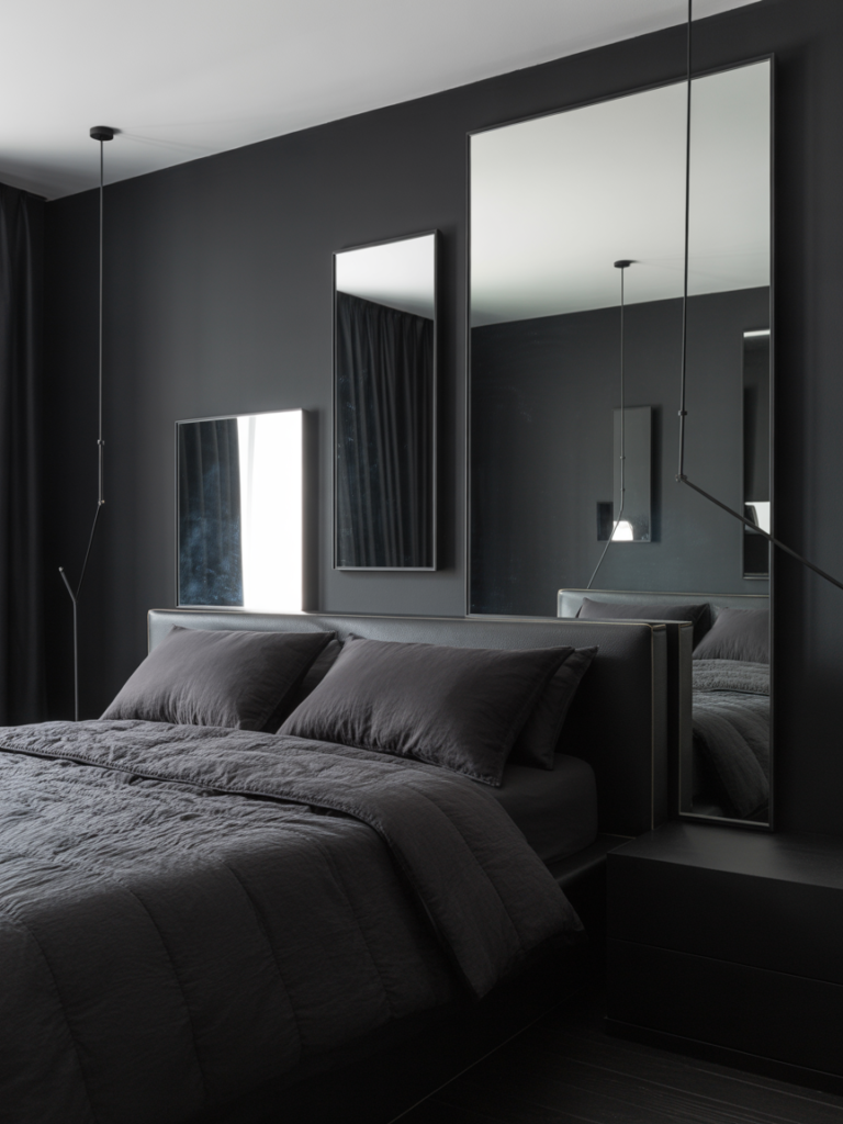 Black Bedroom with Mirrors