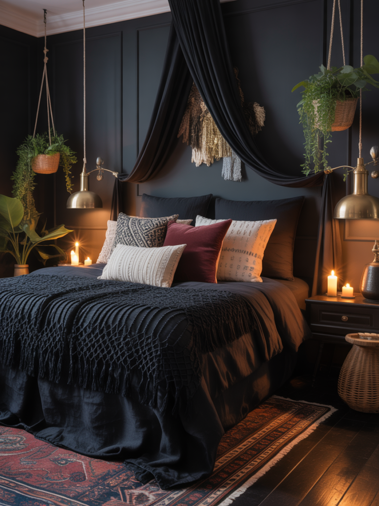 Black Boho Bedroom