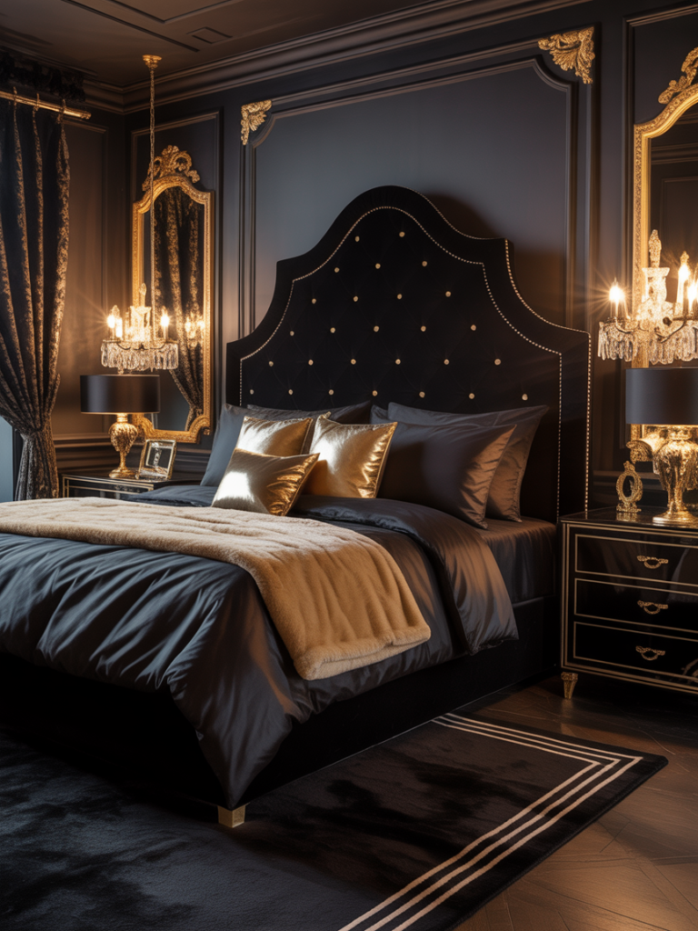 Black and Gold Glam Bedroom