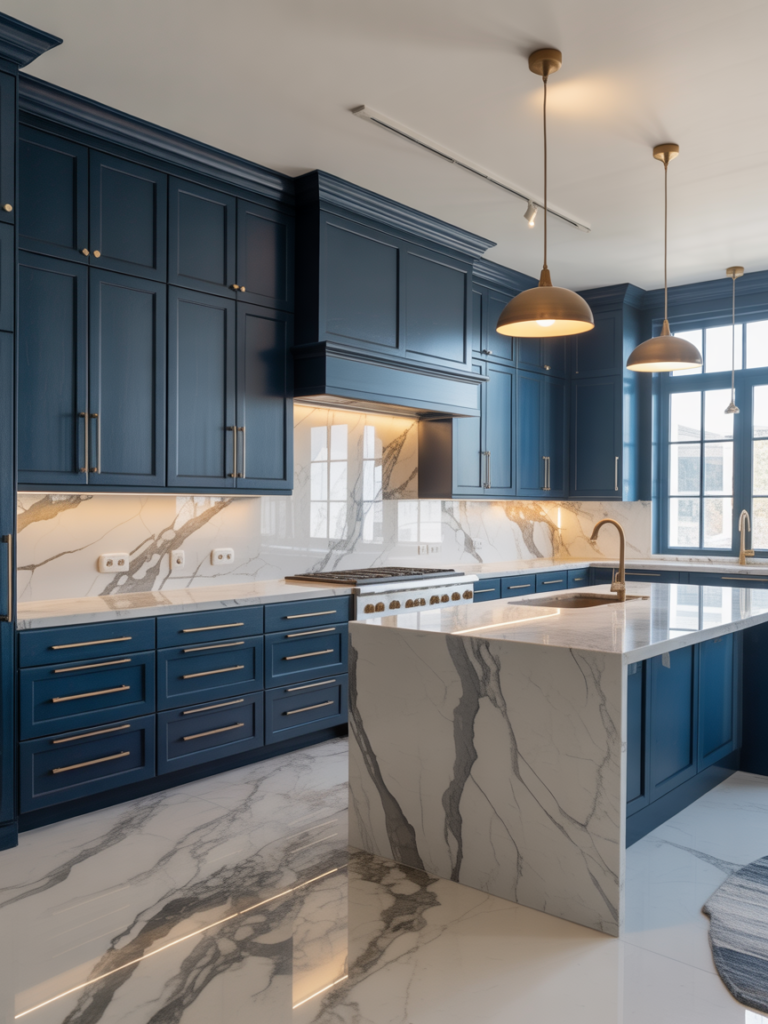 Blue Cabinets Marble Everything