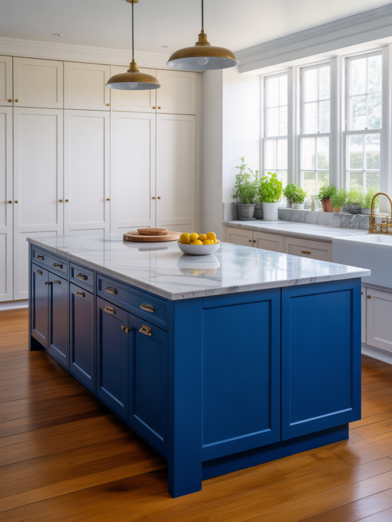 Blue Kitchen Island Moment