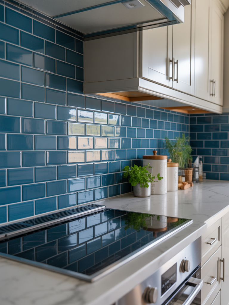 Blue Subway Tile Backsplash