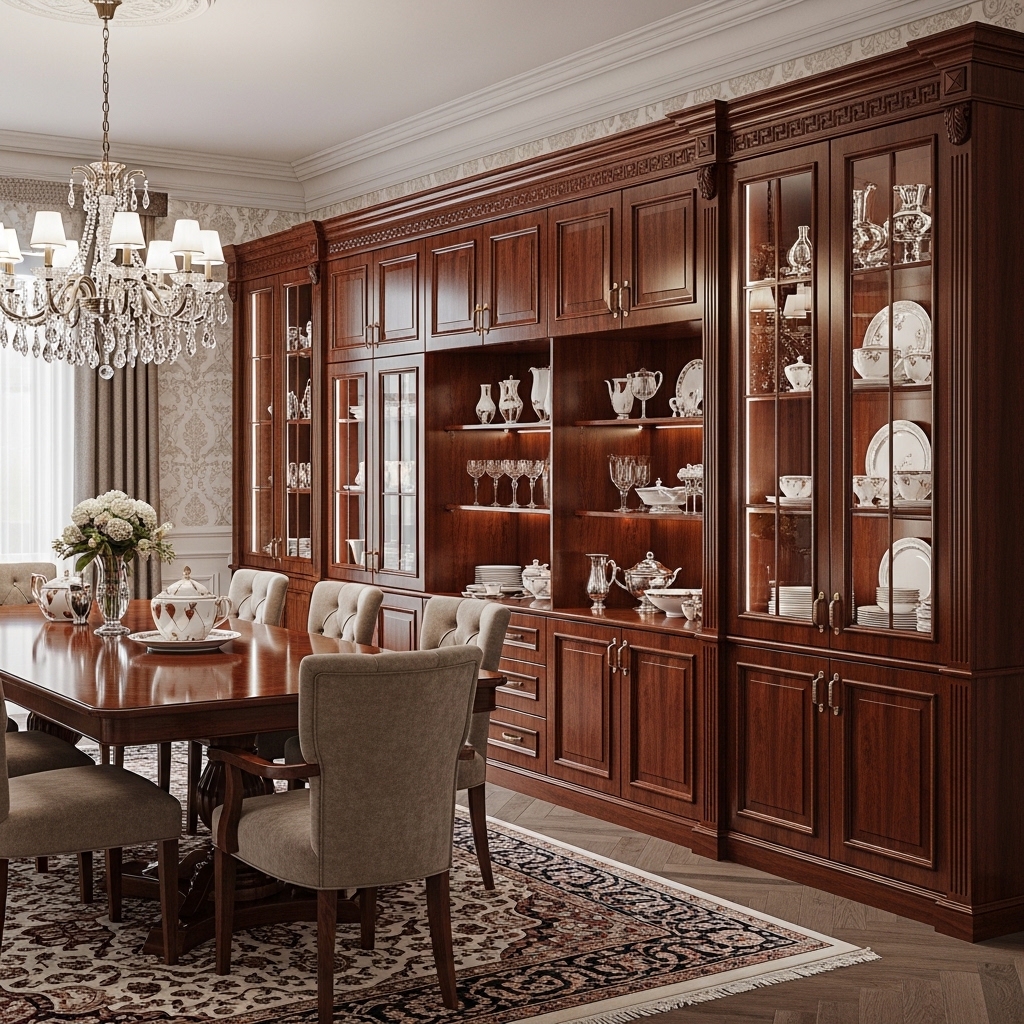 Built In Storage or Display Cabinets for Luxury Dining Room