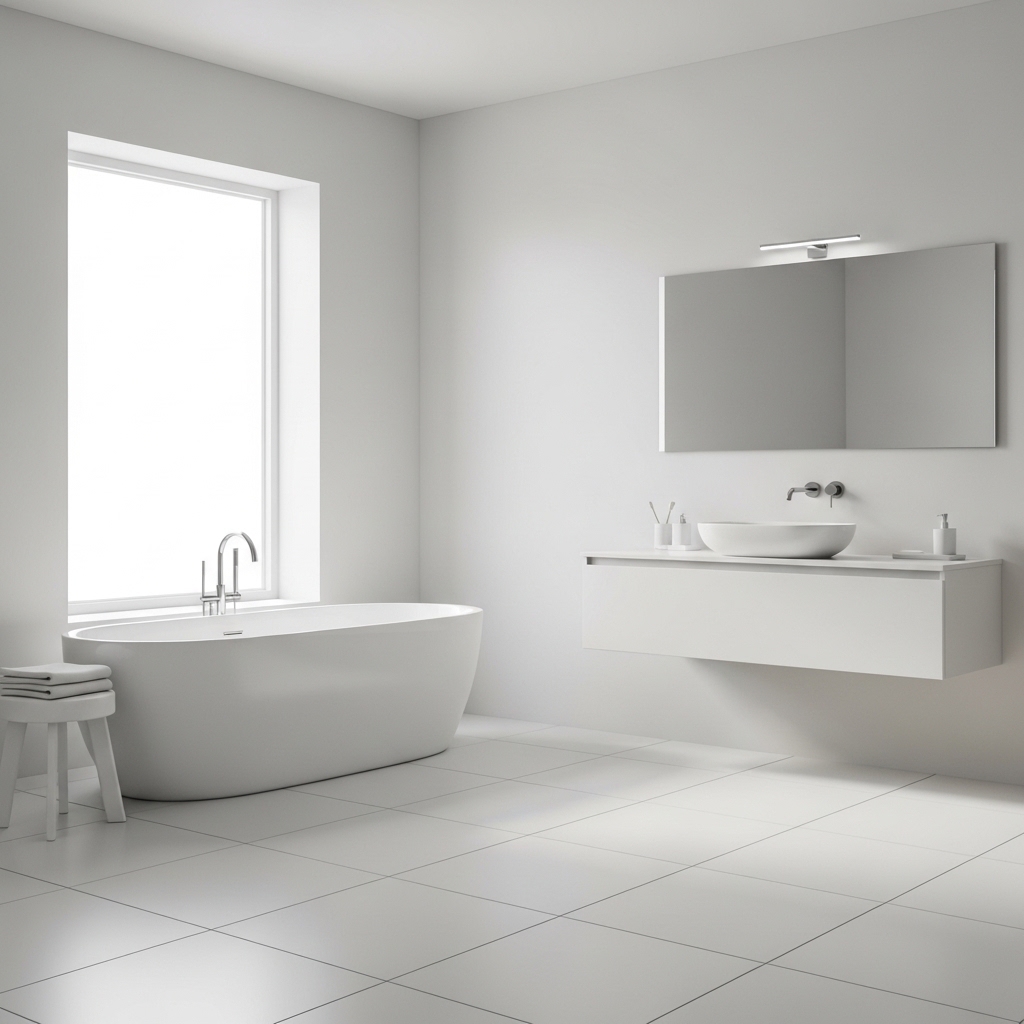 Crisp All White Minimalism for Bathroom Color