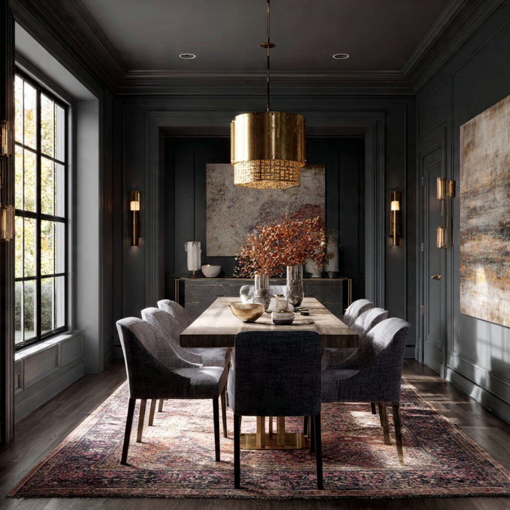 Dark Moody Walls Gold Accents