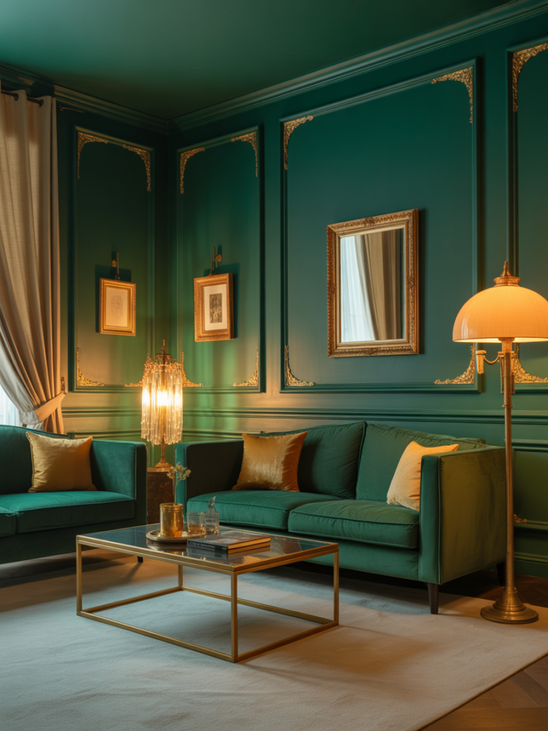 Deep Emerald Walls Gold Accents