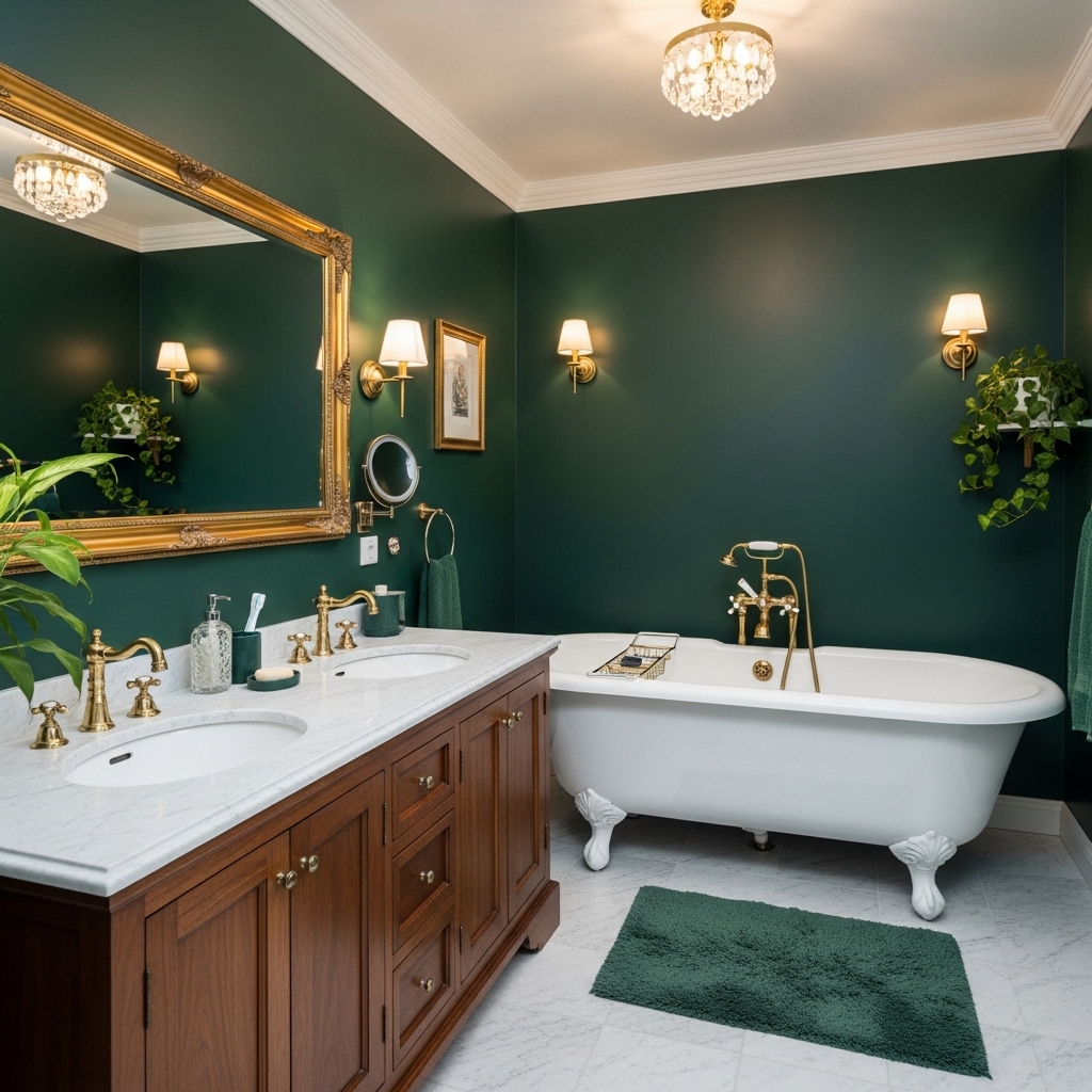 Emerald Green Luxe for Bathroom Color Ideas