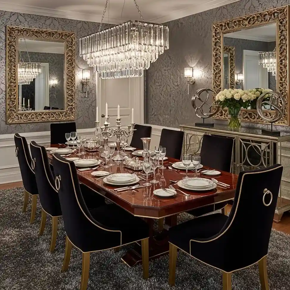Glam Dining Room with Metallic Accents