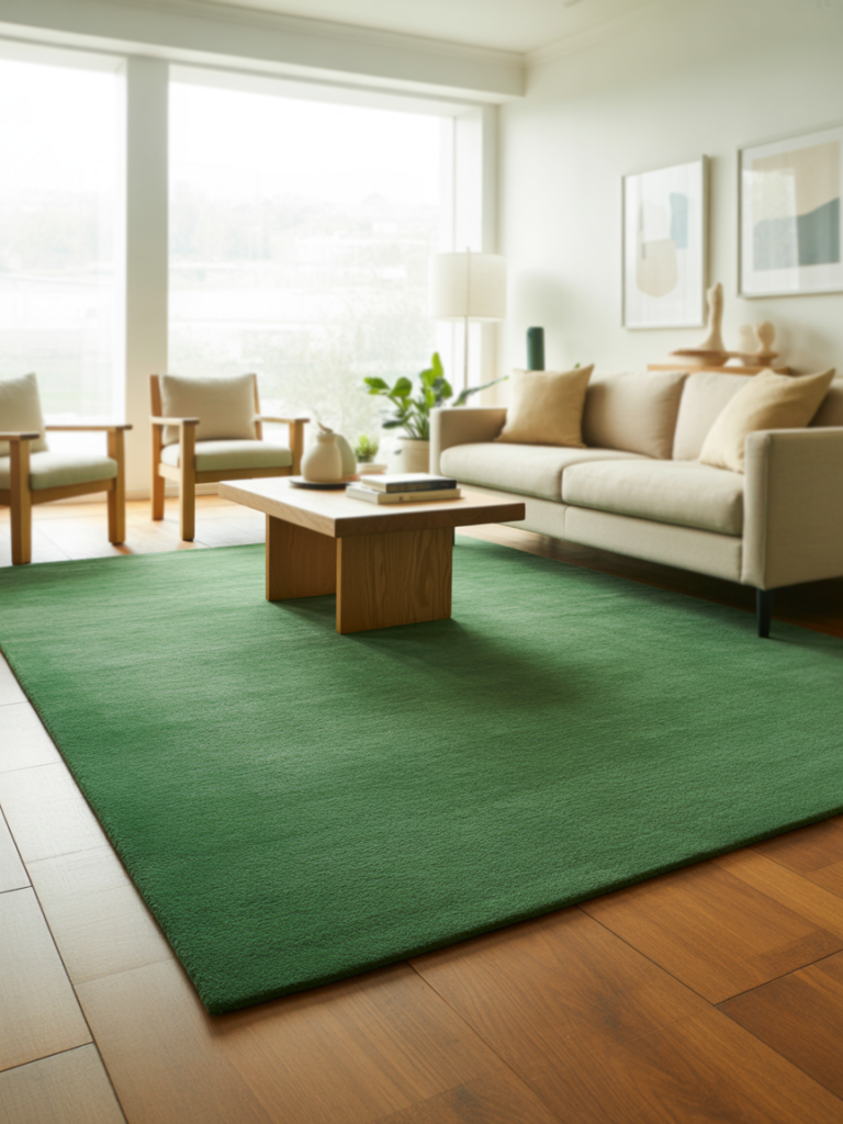Green Rug Neutral Furniture