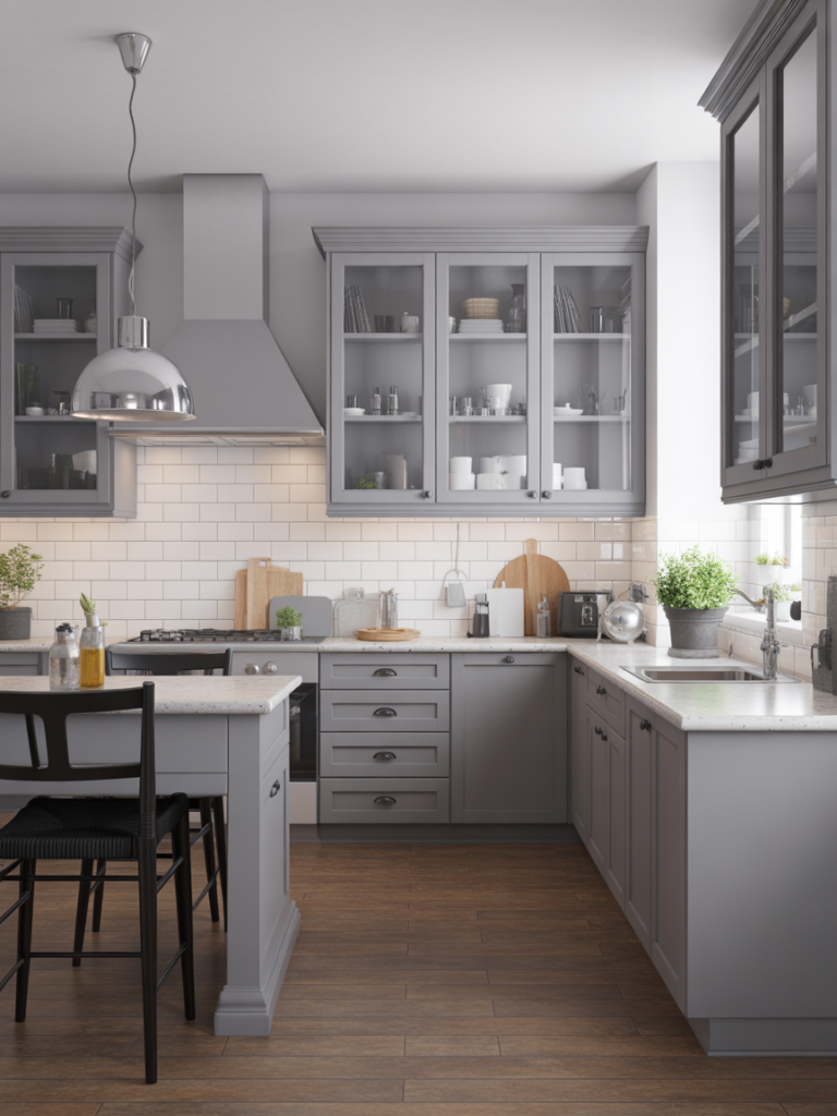 Grey Cabinets with Black Accents