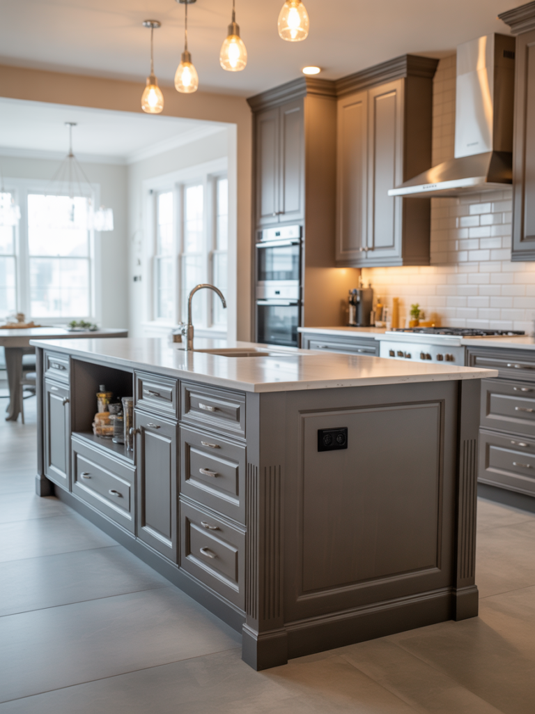 Grey Kitchen Island as a Statement Piece