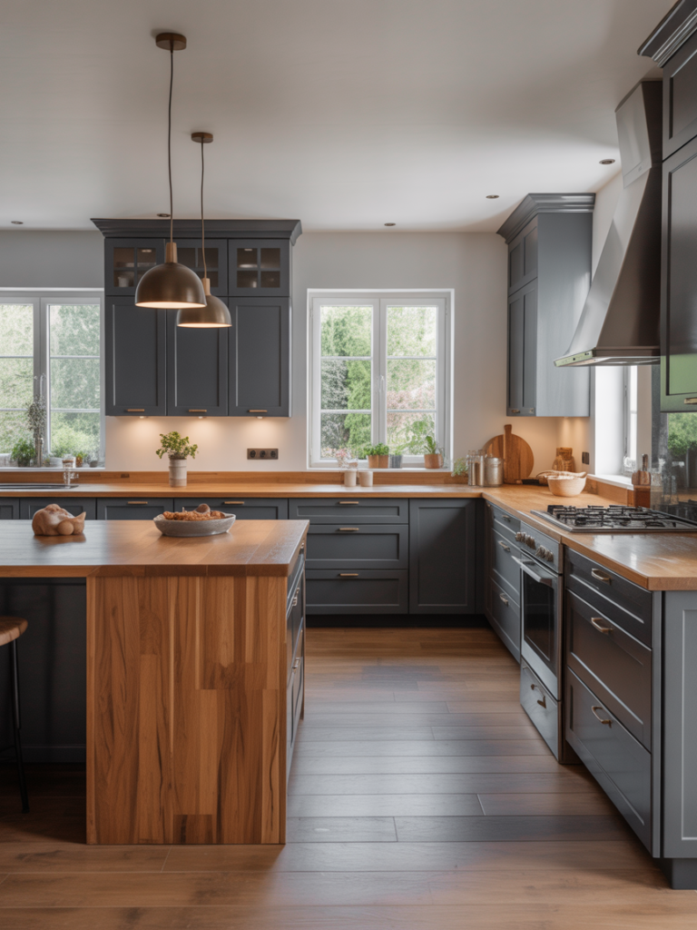 Grey and Wood Combo for Grey Kitchen Ideas