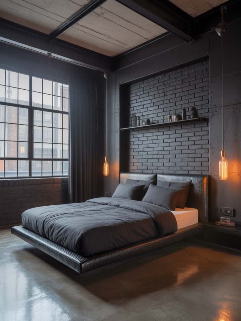 Industrial Black Bedroom Vibes