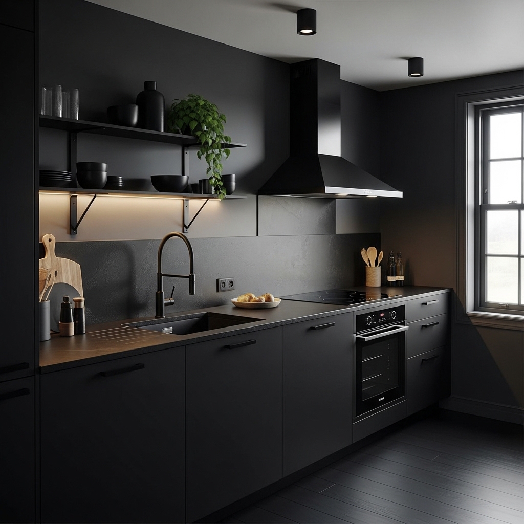Matte Black Kitchen for Instant Drama