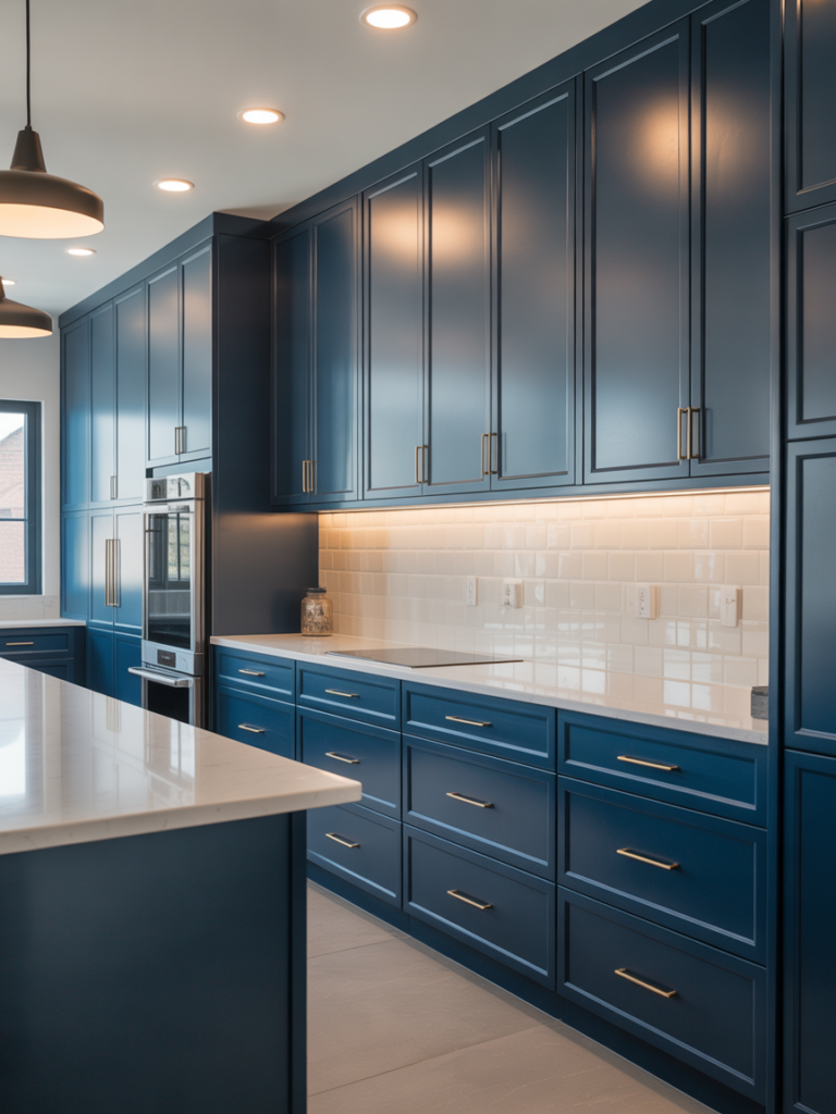 Matte Blue Cabinets for a Modern Edge