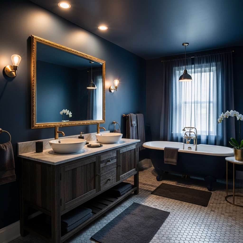 Moody Navy Elegance for Bathroom Color