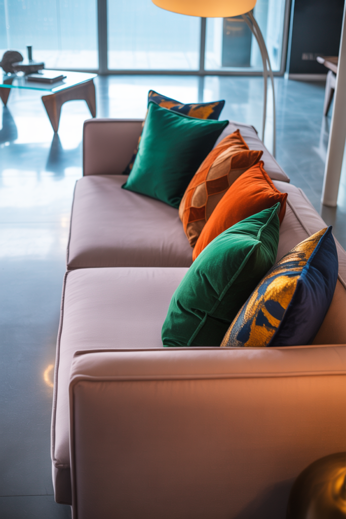 Neutral Sofa Statement Throw Pillows for Contemporary Living Room