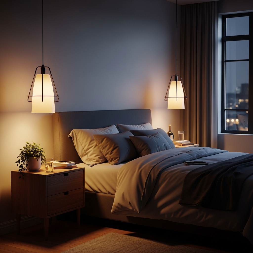 Pendant Lights Over Nightstands for Bedroom Lighting