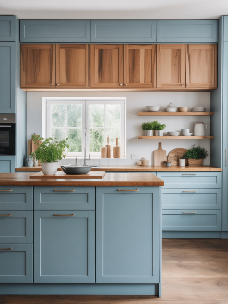 Powder Blue Natural Wood Combo