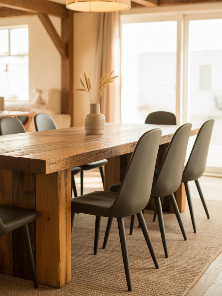 Rustic Wood Table Modern Chairs