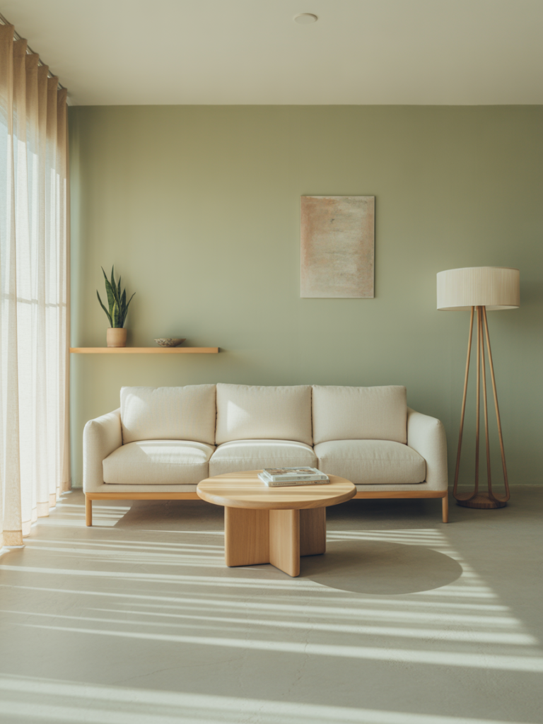 Sage Green Walls Minimal Decor
