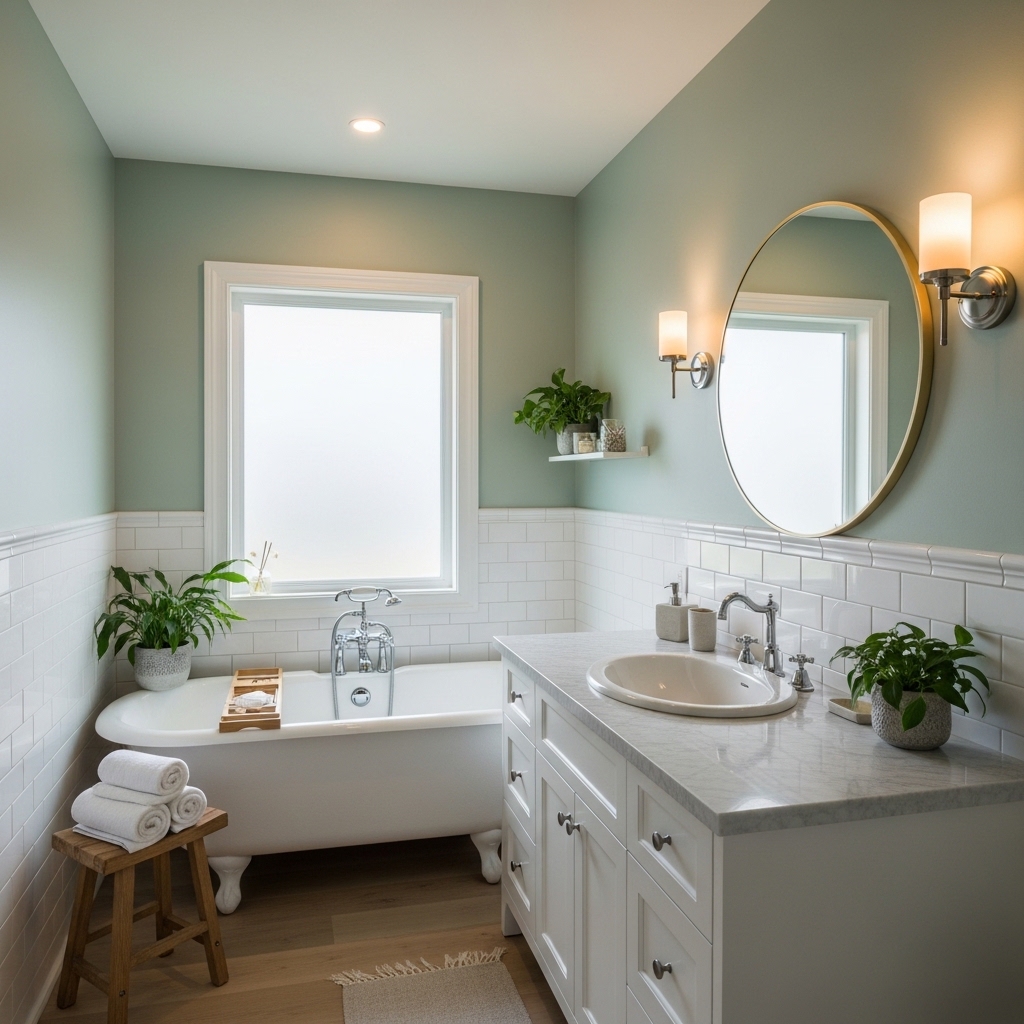 Soft Sage Green Serenity for Bathroom Color