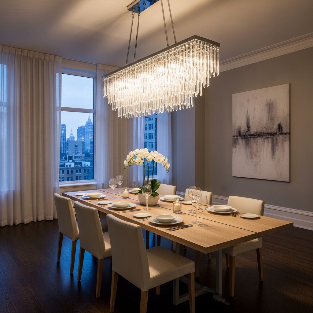 Statement Chandelier Minimal Table for Luxury Dining Room