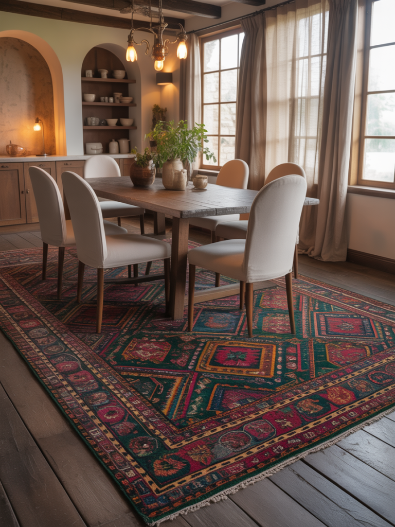 Statement Rug Under the Table