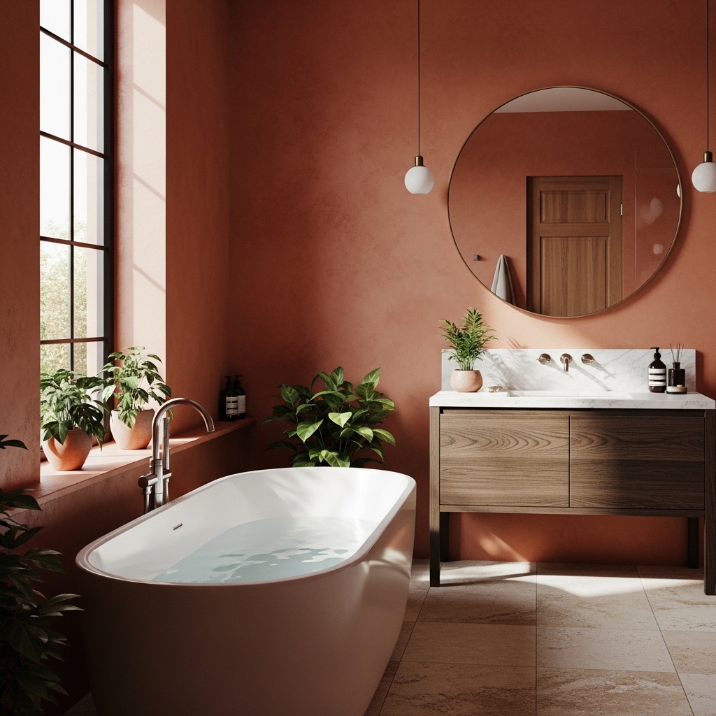 Warm Terracotta Glow for Bathroom Color