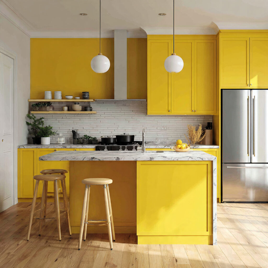 bold yellow energy boost for kitchen color ideas
