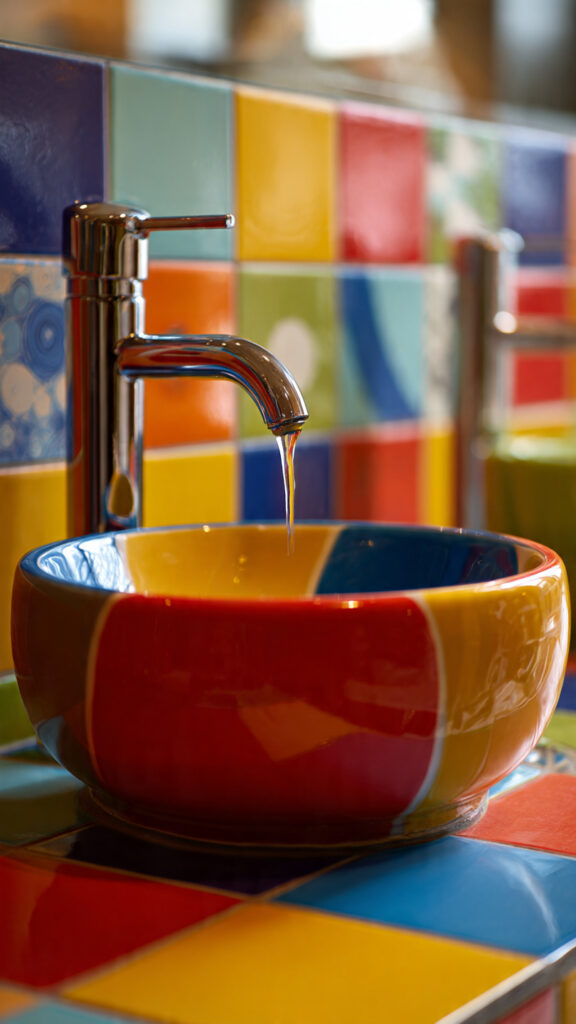 colorful bathroom sink with a vibrant pop art styl