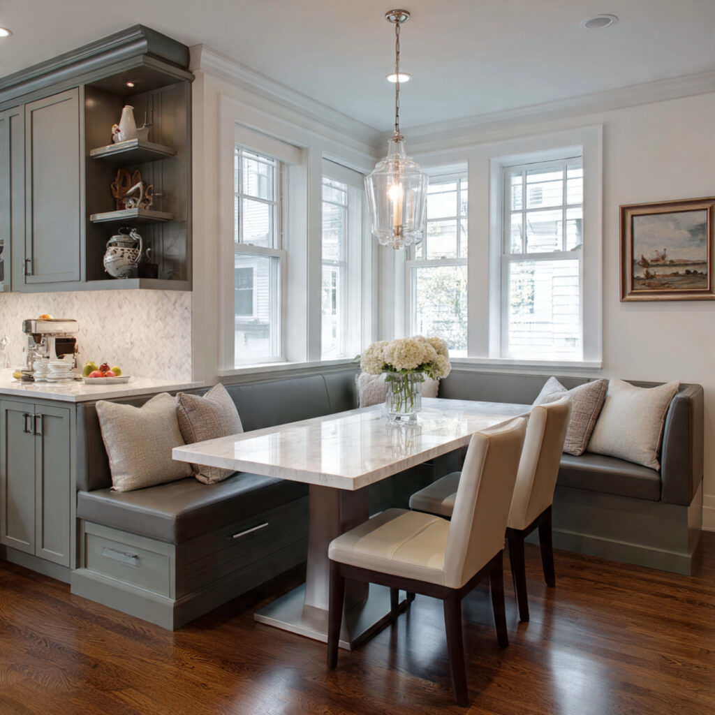 corner banquette seating for kitchen corner