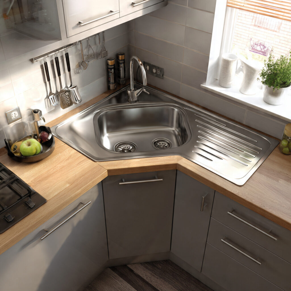 corner sink setup for kitchen corner