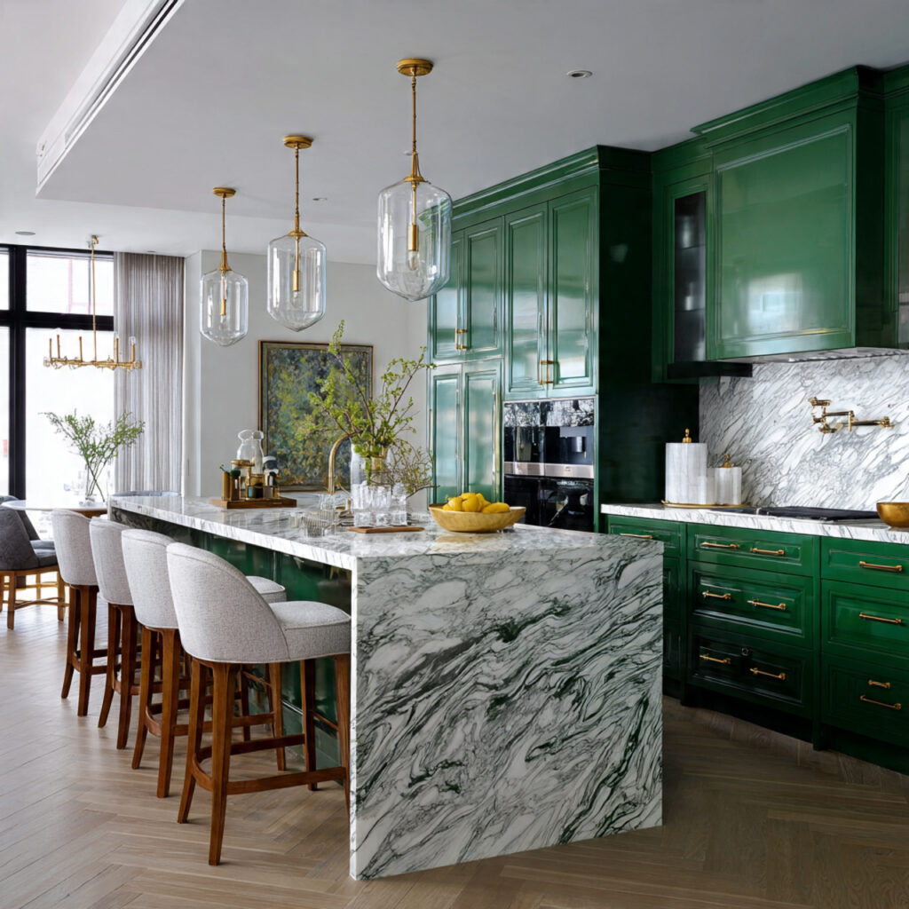 emerald green luxe for kitchen color ideas
