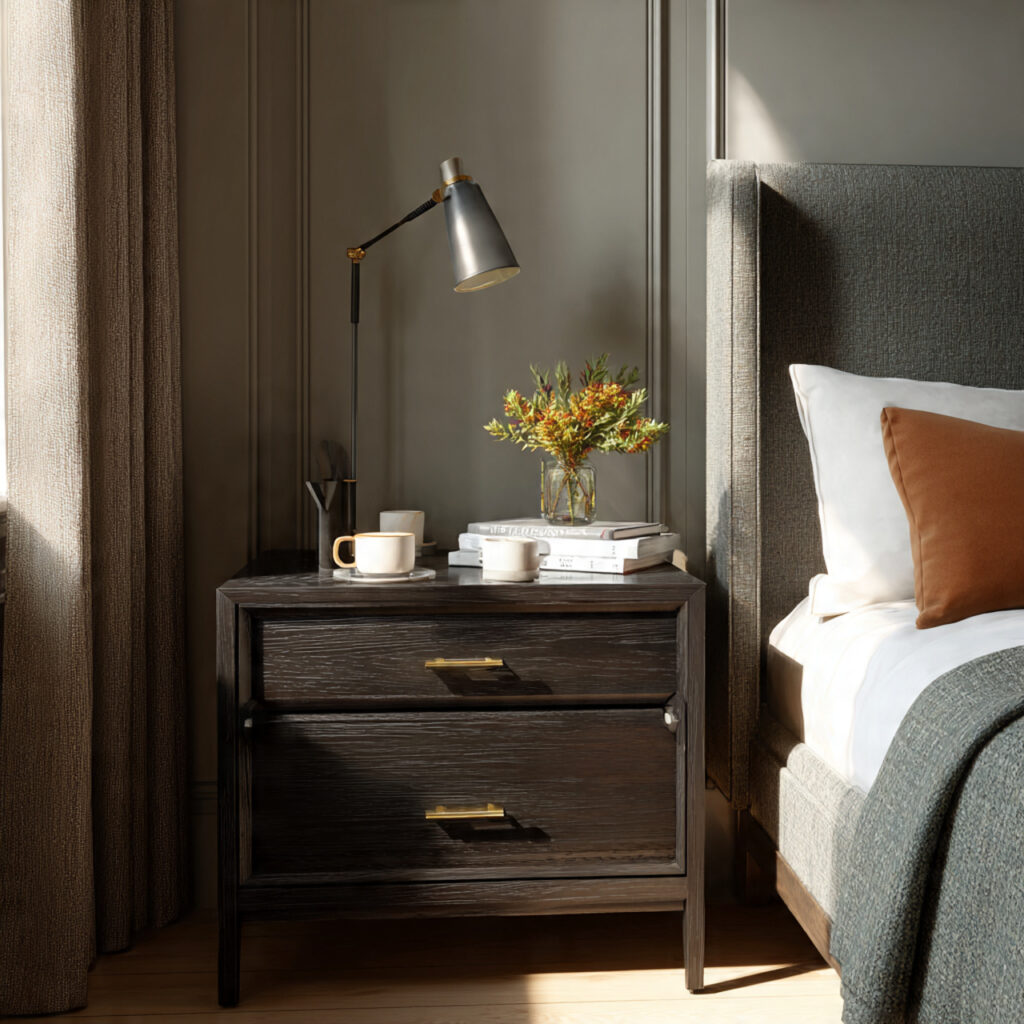 functional nightstand setup for guest bedroom