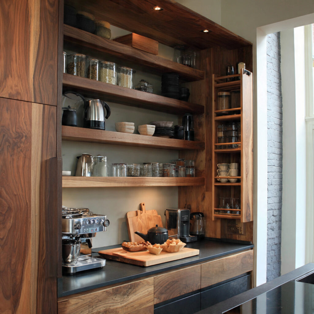hidden shelves for a clean look for kitchen shelvi