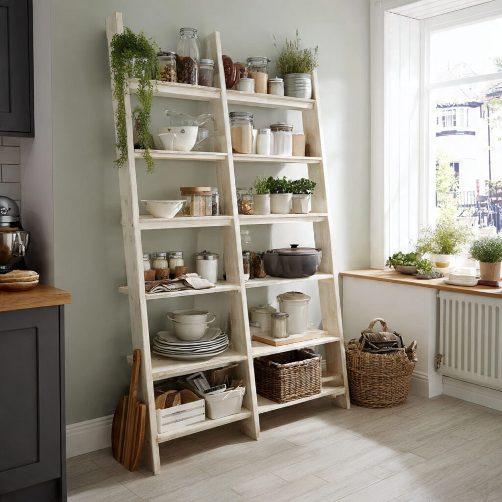 ladder shelving for casual chic for kitchen shelvi