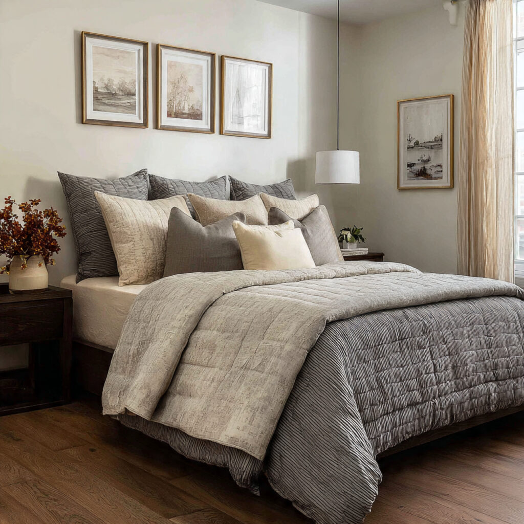 layered bedding for guest bedroom
