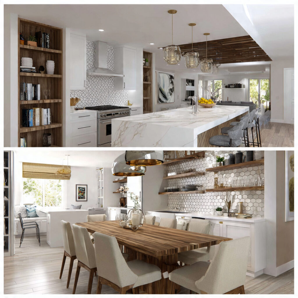 matching materials flow for kitchen dining room co