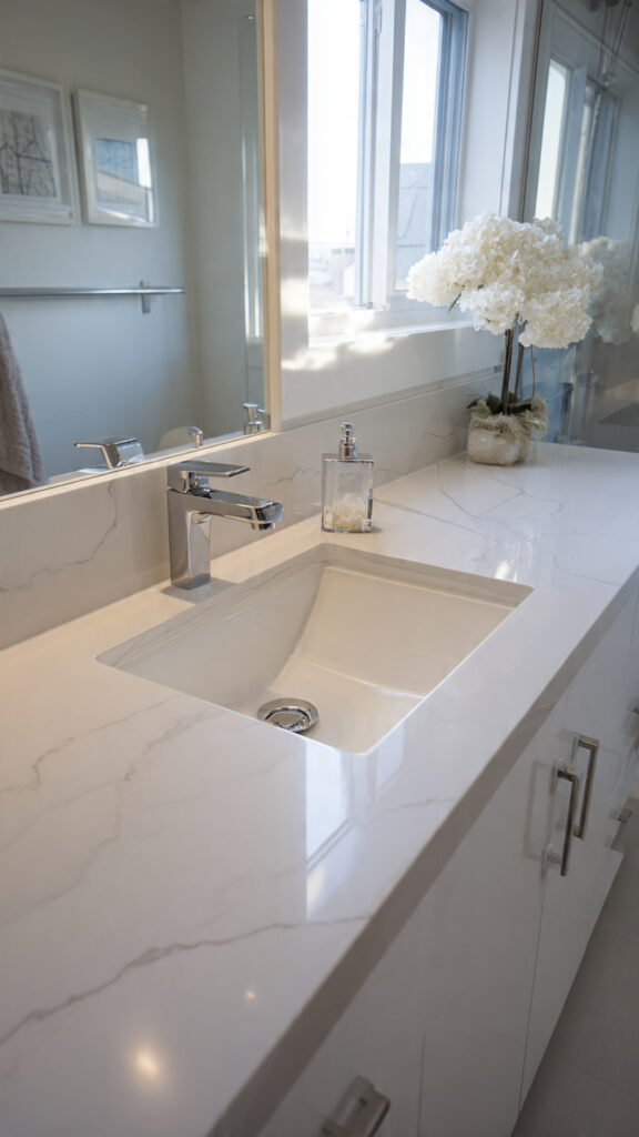 modern bathroom with an undermount sink for clean