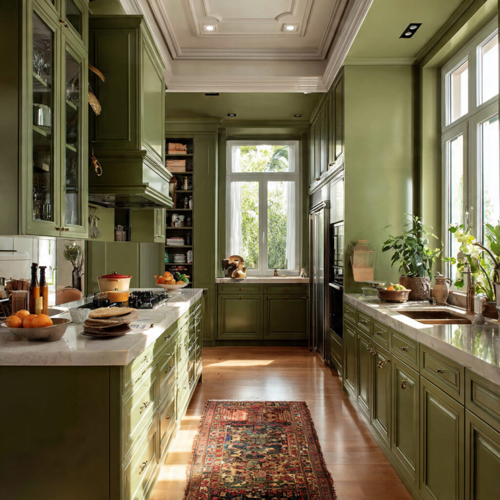 olive green sophistication for kitchen color ideas