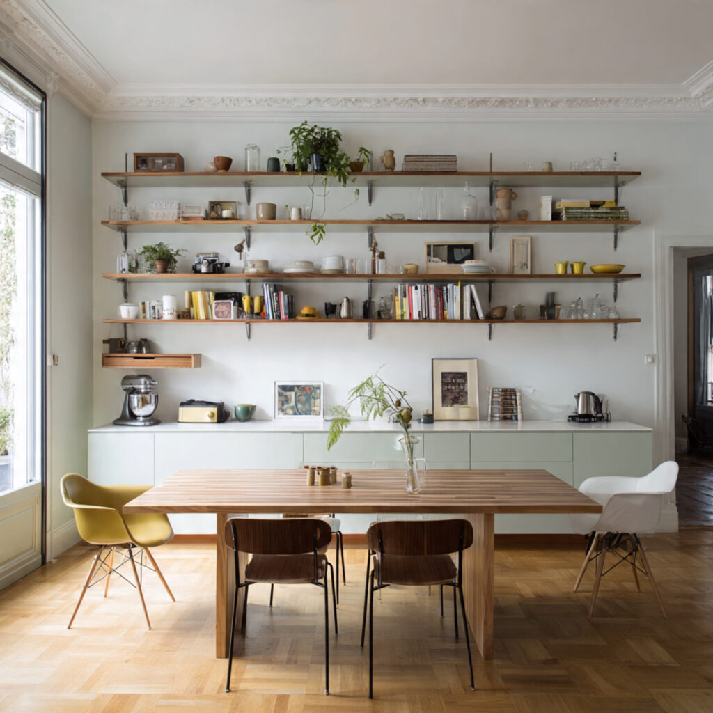 open shelf dining integration for kitchen dining r