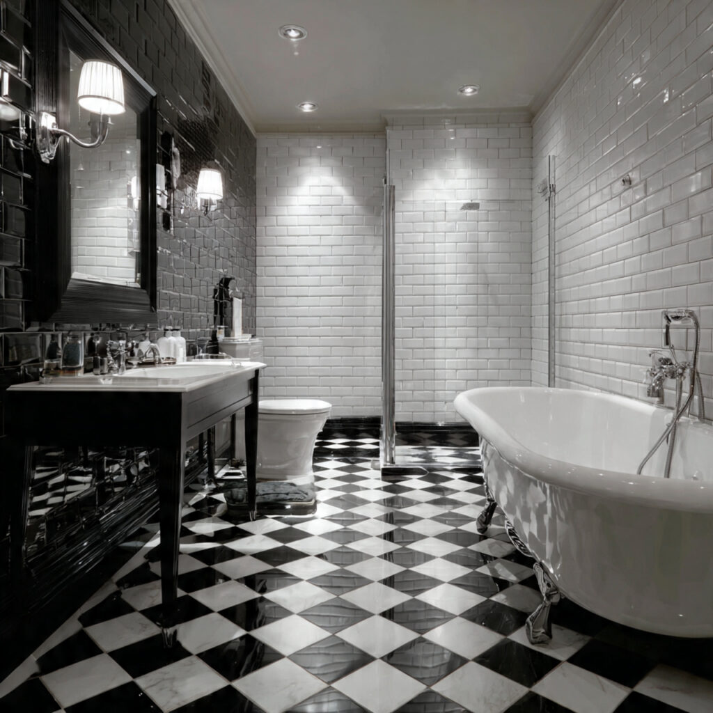 patterned black and white tiles for black and whit