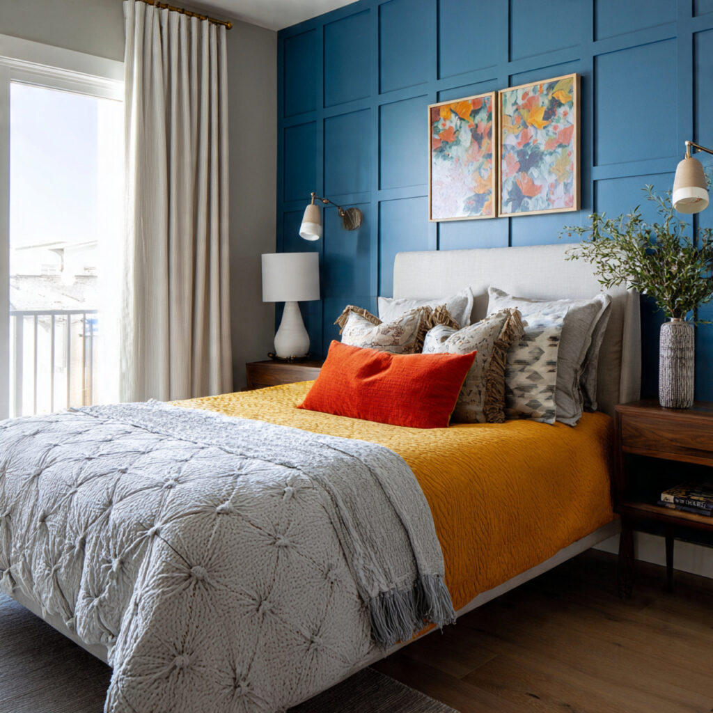 pop of color accent wall for guest bedroom