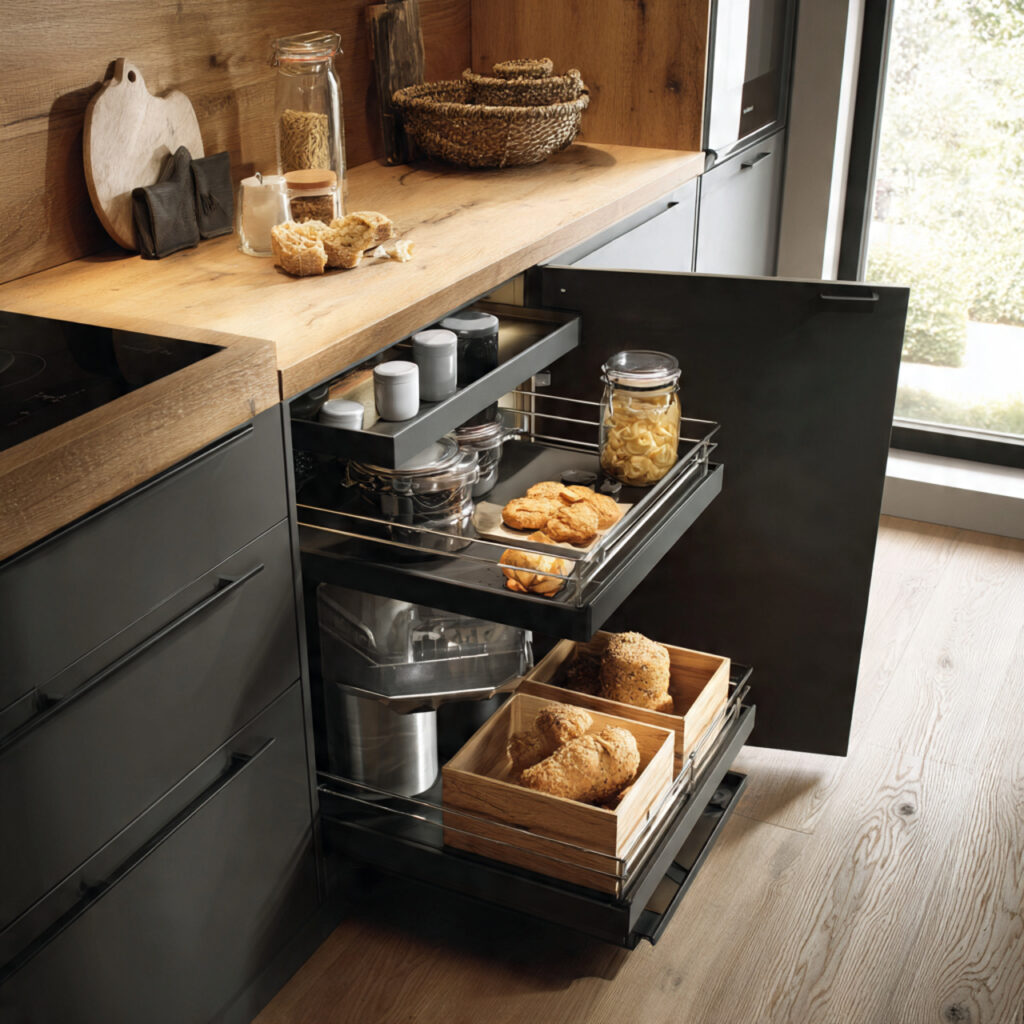 pull out storage magic for kitchen corner