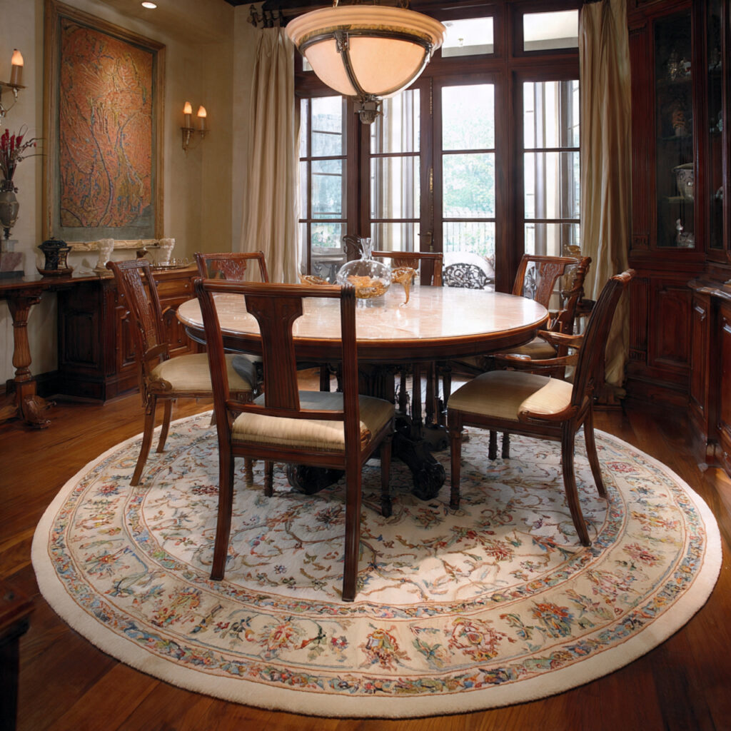 round rug under a round table for dining room rug
