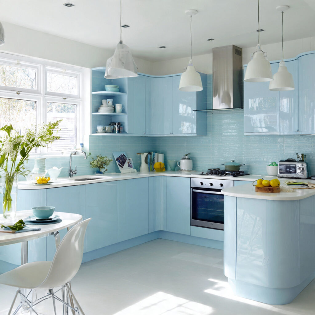 sky blue freshness for kitchen color ideas