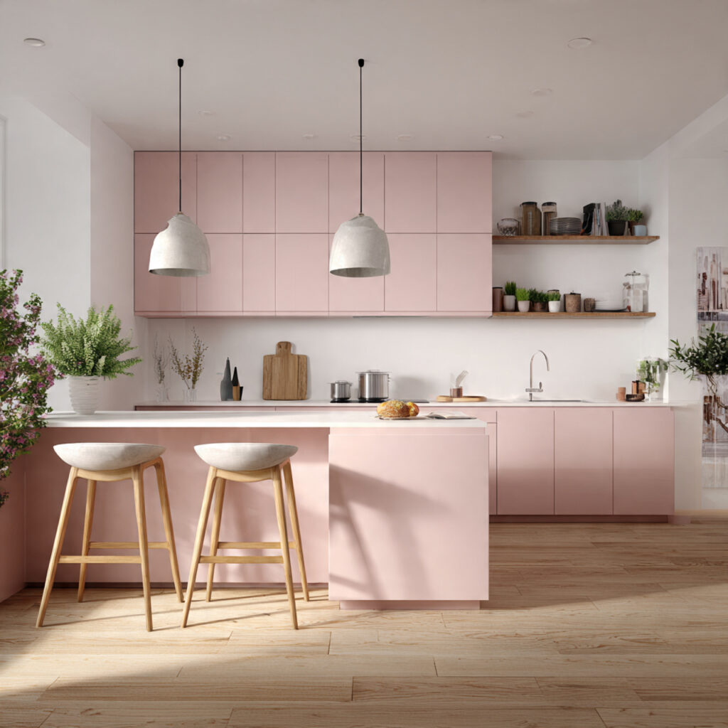 soft pastel pink charm for kitchen color ideas