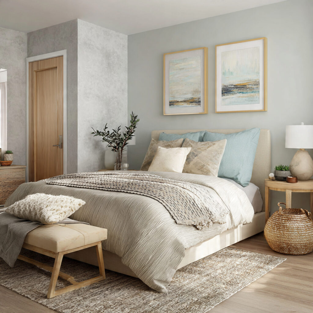 soft textures everywhere for guest bedroom