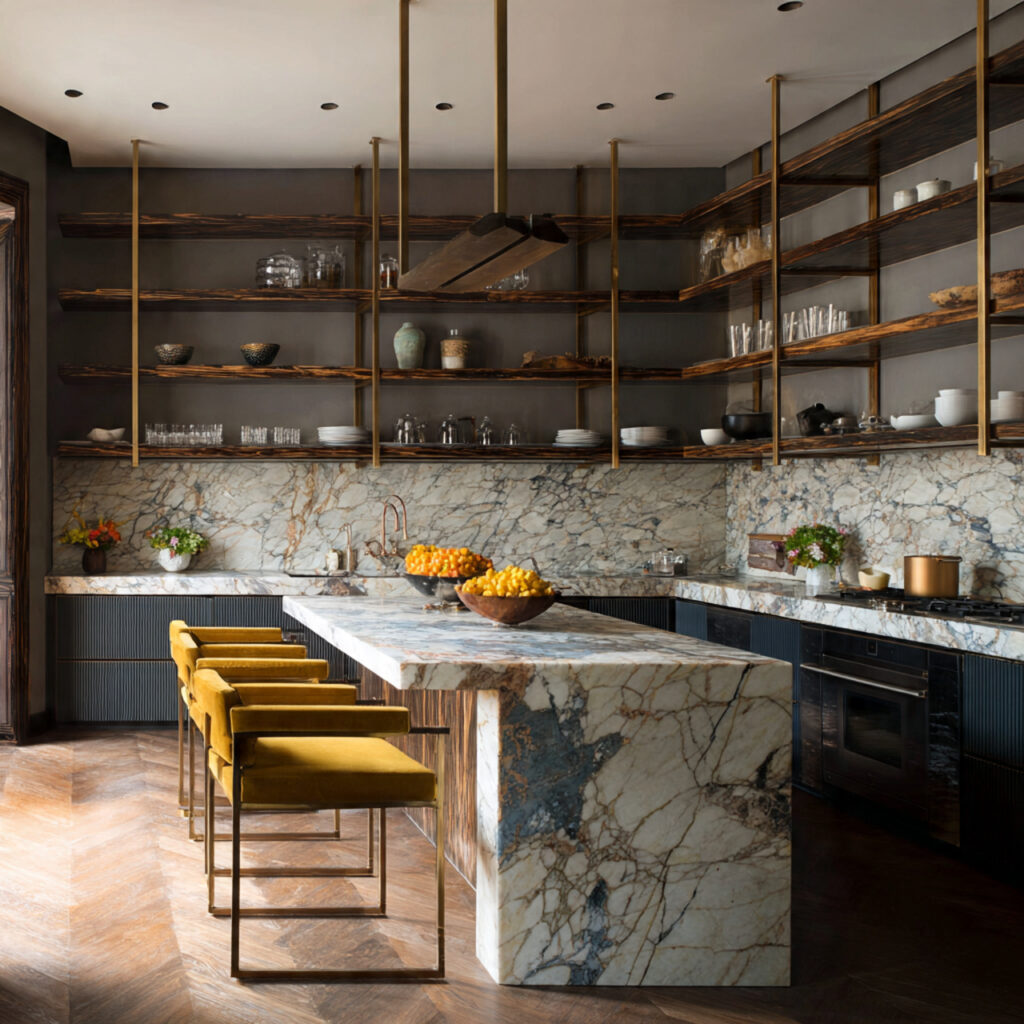 statement shelves that steal the show for kitchen